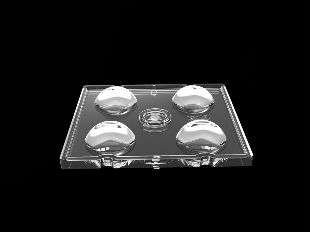 50*50mm 90° 4 In 1 LED 라이트 렌즈 홍수 조명을 위한 PC 재료 SMD7070/ 5050/4*3030 LED