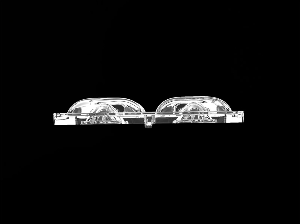 50*50mm TYPE2 비대칭 4 In 1 LED 라이트 렌즈 홍수 조명을 위한 PC 재료 SMD7070/ 5050/4*3030 LED